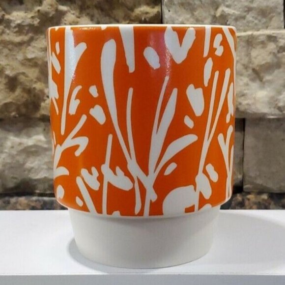 Starbucks Coffee Mug Abstract Floral Pattern Stackable 12 OZ Orange Mug 2016 - Picture 4 of 7